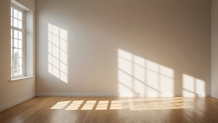 Obraz premium Cozy living space with armchair, potted plants, and sunlight casting shadows on the wall