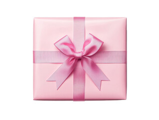 Gift wrapped in pink paper with ribbon