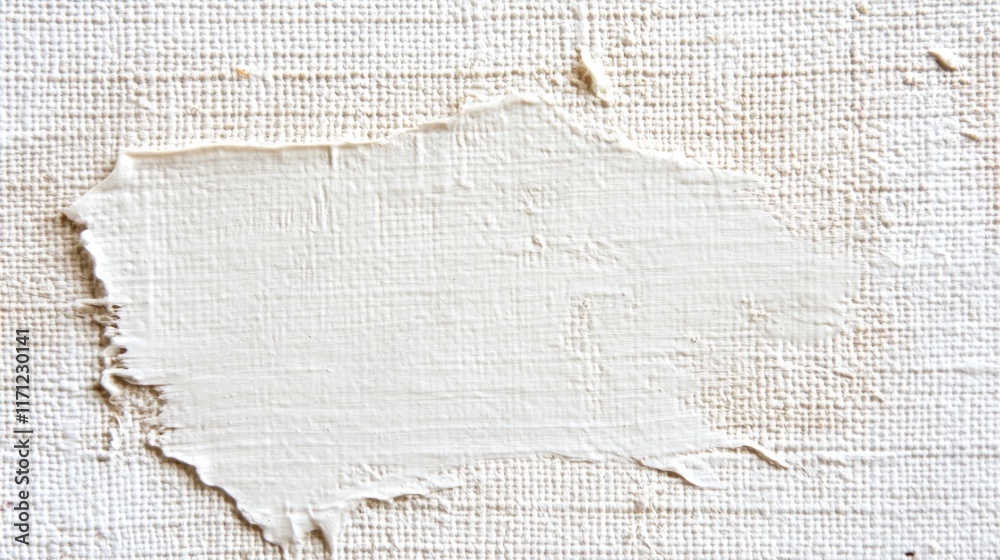 Poster a close-up of textured white paint on a canvas surface.