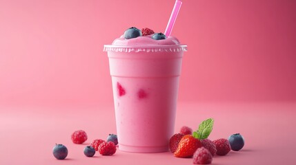 Strawberry smoothies mockup