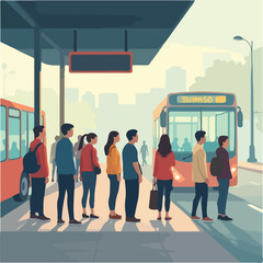 People illustration vector design, vector design, Bus vector design