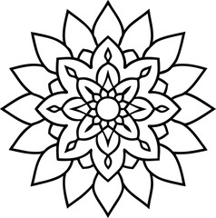 Coloring page line art flower mandala illustration