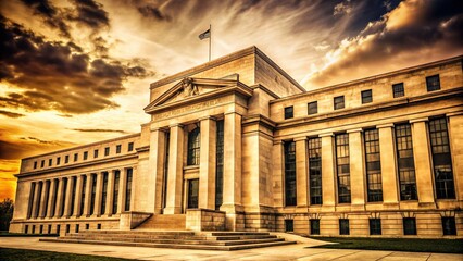 Obraz premium Vintage Washington DC Federal Reserve Building, Historic Architecture, Governmental Building, Retro Photograph