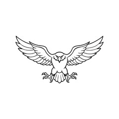 Obraz premium Fierce Eagle Line Art Illustration with Outstretched Wings