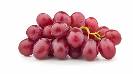Red Grapes Bunch Studio Shot, White Background, Food Photography, Healthy Snack.