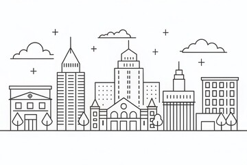 Obraz premium Waco Texas Skyline Single Line Drawing, World Historical Town Landscape, Best Holiday Destination Postcard, Trendy Continuous Line Art