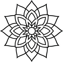 Coloring page line art flower mandala illustration