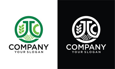 Creative Agriculture, farming, cultivation and seed with letter JJC logo. Vector logo design for farming, farm field, natural harvest, farmer association and more.