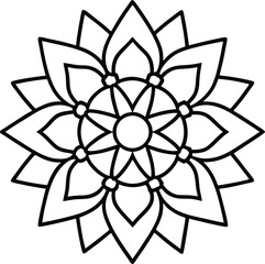 Coloring page line art flower mandala illustration