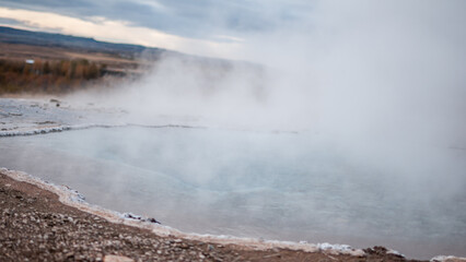 Geysir hot springs. Iceland Haukadalur Valley. 
