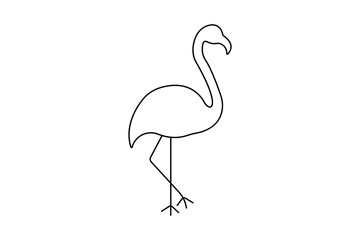 Flamingo bird continuous one line drawing of outline vector illustration