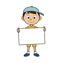 kid holding blank sin banner 