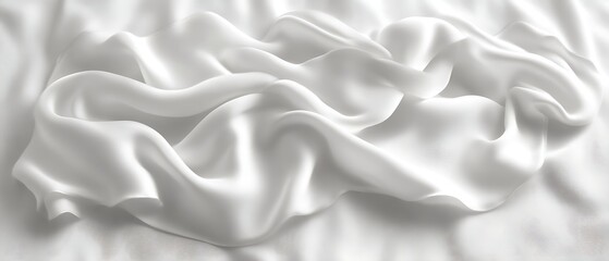 Fototapeta premium Draped white silk fabric texture. (1)