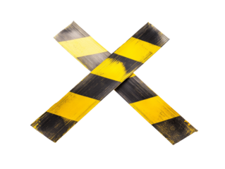 Caution tape crosses on a white background