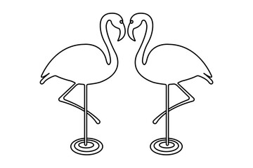 Flamingo bird continuous one line drawing of outline vector illustration