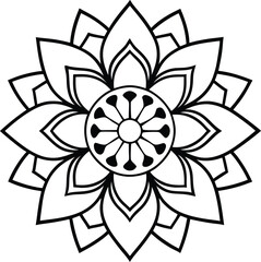 Coloring page line art flower mandala illustration