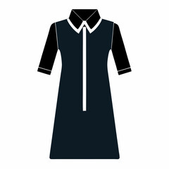 Black Silhouette Shirt Dress Vector on White Background