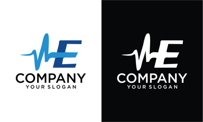 Creative Initial ME handwriting logo vector