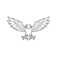 Obraz premium Fierce Eagle Line Art Illustration with Outstretched Wings