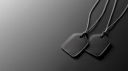 Fototapeta premium Premium merchandise with hanging string tags studio setting product photography minimalistic environment close-up view visual branding