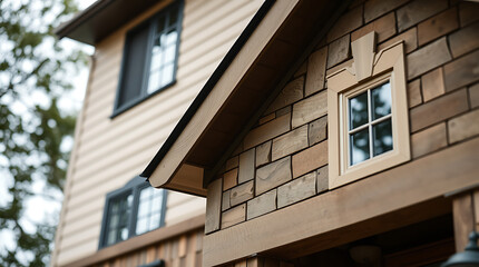 Stone Veneer and Wood Siding House Exterior Detail