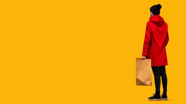 Young Activist Holding Sign Amid Mounds of Change in Vibrant Urban Setting