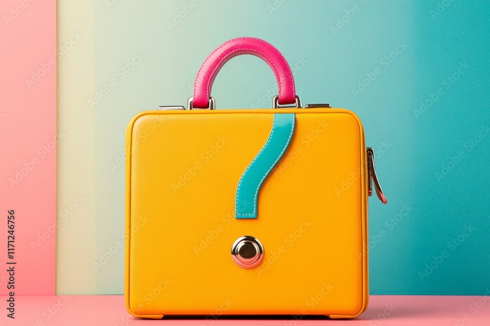 Poster a clean and modern depiction of a question mark and briefcase, symbolizing job interviews, in a mini