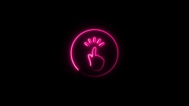 neon line mouse pointer hand click icon animation.animation,computer mouse click gesture.Hand Pointer pressing button