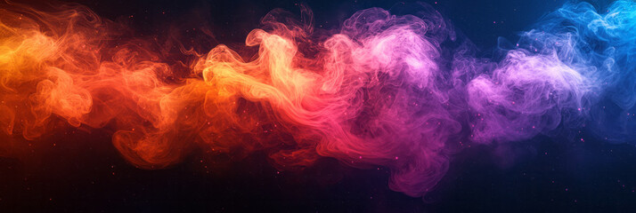 Fototapeta premium Smoke effect in bright neon colors, swirling together to form an abstract gradient pattern,