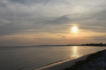 landscape of sea on sunset at Son beach travel location in Thailand   