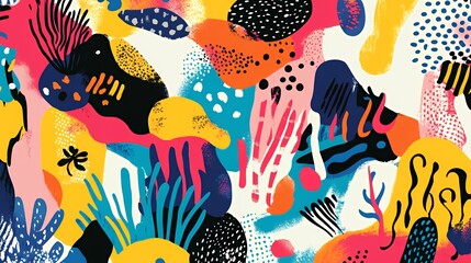 Abstract Colorful Organic Shapes Pattern Design