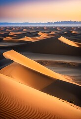 Obraz premium Golden sands with majestic mountains afar