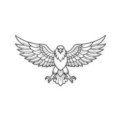 Fototapeta premium Fierce Eagle Line Art Illustration with Outstretched Wings