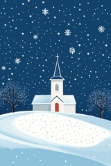 Fototapeta premium Church and winter forest covered by heavy snow.