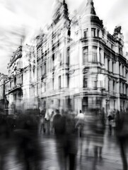 Fototapeta premium A busy city street with a large building in the background