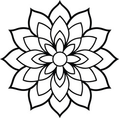 Fototapeta premium Coloring page line art flower mandala illustration