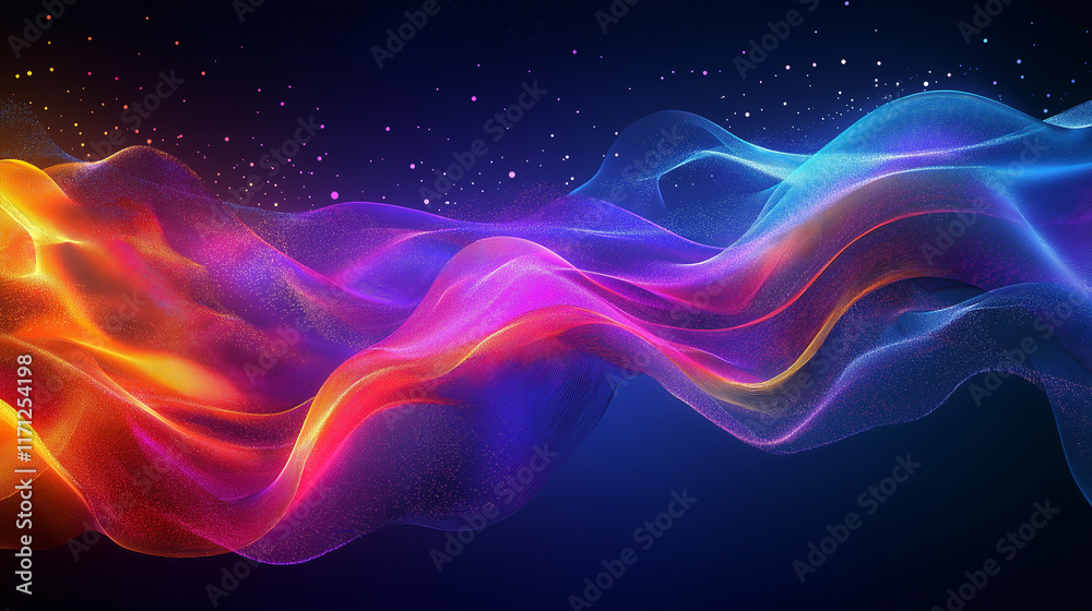 Poster abstract financial backdrop with glowing trade symbols and digital innovation themes in sleek neon a