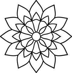 Coloring page line art flower mandala illustration