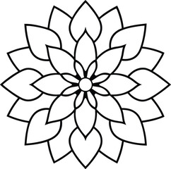 Coloring page line art flower mandala illustration
