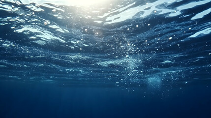 Underwater Sunlight, Bubbles, Ocean, Deep Sea, Background Texture, Aquatic Life, Website Banner.