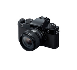 3D black camera icon, representing photography and image capturing, perfect for photography and media-related designs. Isolated on transparent background, png.