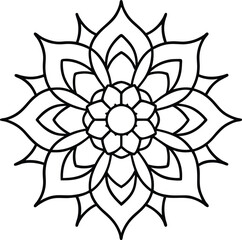 Coloring page line art flower mandala illustration