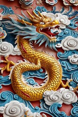 Fototapeta premium chinese dragon on the wall