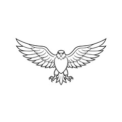 Obraz premium Fierce Eagle Line Art Illustration with Outstretched Wings