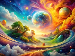 Abstract earth tones.  Surrealism in digital art.  Soft, muted palette.