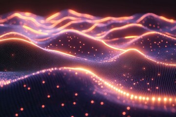 Dynamic geometric waves digital realm abstract visualization contemporary design aerial perspective data representation