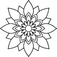 Coloring page line art flower mandala illustration