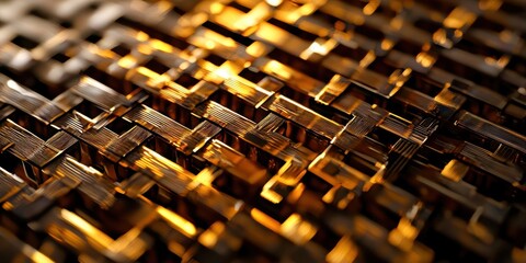 Gold colored object with a pattern of squares