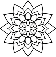 Coloring page line art flower mandala illustration