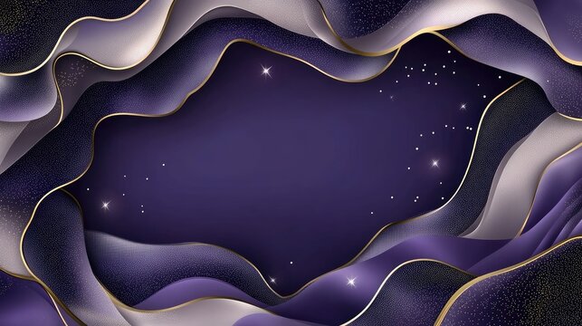 Abstract purple background showcases light rays and stars, evoking themes of time travel and spaceship flight in the universe